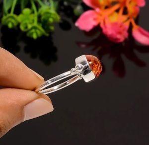 Anillo de Ámbar Báltico con Plata 925, Hecho a Mano, Estilo Boho, Regalo de Aniversario, Boda o Cumpleaños para Ella - Product Image 4