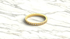 18K Gold Round Diamond Ring Minimalist Square Bezel Set Eternity Band Stackable <b>Wedding</b> Rings For Women Fine Jewelry for Women - Product Image 3