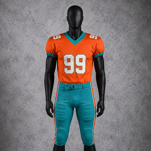 Ensemble d'uniformes de football américain personnalisés imprimés, maillot et pantalon respirants en polyester avec taille élastique pour l'entraînement et les matchs - Product Image 1