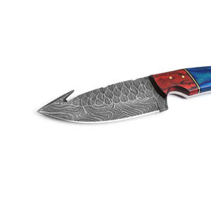 Cuchillo Bowie de Acero de Damasco Hecho a Mano con Borde Dentado, Funda de Madera Personalizable, Compatible con OEM, Hoja Fija, Garantía de 3 Años, para Exteriores - Product Image 3