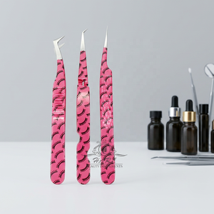 Juego de Pinzas para Pestañas HARL, Pinzas de Precisión de Acero Inoxidable con Diseño de Pestañas Rosadas para Aplicación de Pestañas, Pinzas para Extensión de Pestañas - Product Image 6