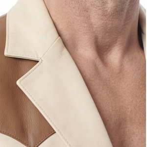 <b>Men's</b> Leather Blazer Jacket Office Business Wear <b>Men's</b> Leather Blazer Jacket with <b>Long</b> Sleeves <b>Men</b> Button Leather Blazer <b>Coat</b> - Product Image 4