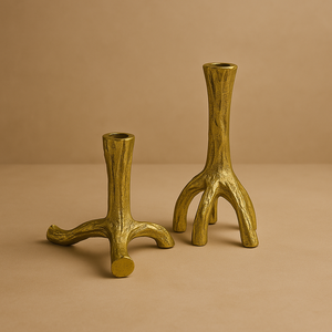 Porte-bougie en aluminium plaqué or pour table, décoration de maison, Noël, mariage - Product Image 1