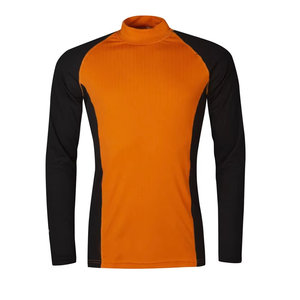 <b>Men's</b> Orange <b>Black</b> Color Blocking <b>Turtleneck</b> Long Sleeve Compression Top And Pants Quick Dry Spandex Polyester Kit All Seasons - Product Image 2