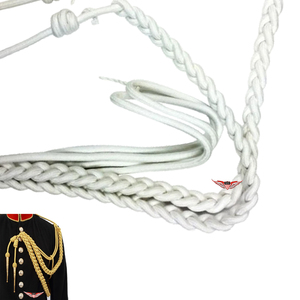 White <b>Braided</b> Aiguillette 16 Strand Waxed Drawcord for Dress Uniforms Classical Style Garment Cords - Product Image 2