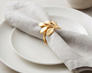Anillos de Servilleta Metálicos con Forma de Hoja de Oro, Diseño de Rama Hecho a Mano, Porta Servilletas, Accesorios para Mesa de Boda - Product Image 3