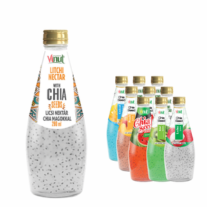 Bebida de Lichi y Semillas de Chía OEM ODM, Bebida de Marca Privada para 24 Meses, Fábrica de Vietnam, Botella PET de 290 ml, Fórmula Personalizada, 24 Botellas - Product Image 1