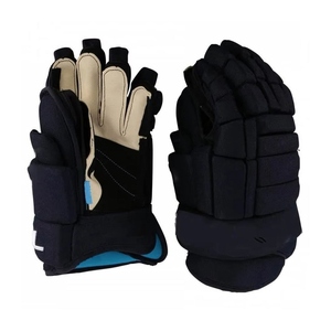 Guantes de Hockey sobre Hielo de Cuero de Gamuza Negra, Acolchado Protector, Cierre de Gancho y Bucle, Detalles Bordados con Flecos, Transpirables - Product Image 1