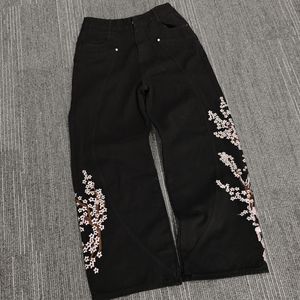 Pantalones vaqueros negros de pierna recta holgados para hombre, con lavado ácido, bordado 3D de diseñador y patrón cargo, para hombre - Product Image 6