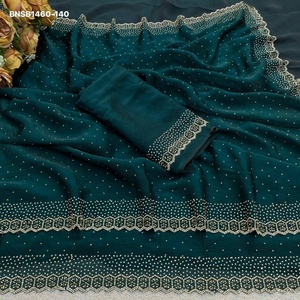 Elegant Look Space Silk with Zarkan-work <b>Saree</b>-<b>Blouse</b> Collection Supplier from Surat Woman Fashion Exporter At Wholesale Rate - Product Image 1