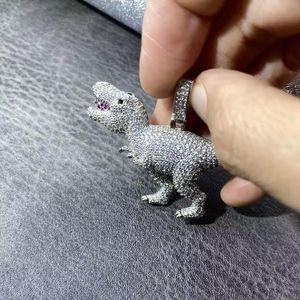 Pendentif dinosaure T-Rex en zircon, plaqué rhodium, micro-pavé, bijoux tendance, cadeau d'anniversaire - Product Image 2