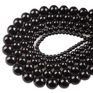 Ónix Negro Natural de Primera Calidad, Cuentas Sueltas Lisas para Joyería, Fabricación de Pulseras y Collares, Gemas Zubeda, Color Rajasthan - Product Image 4