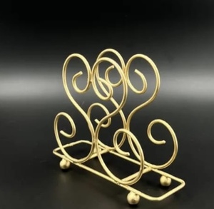 ที่ใส่กระดาษทิชชูโลหะแนวตั้งสีทอง ที่วางกระดาษเช็ดปาก อุปกรณ์ตกแต่งโต๊ะ - Product Image 2