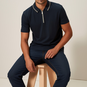 Polo de golf personnalisé à col zippé 1/4, 180 GSM, en coton, sublimation, haute qualité, pour hommes, avec logo, CE - Product Image 4