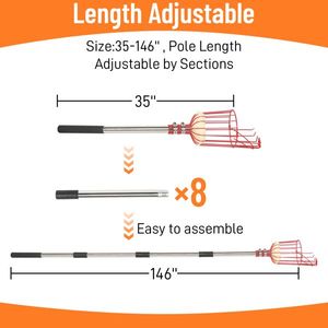 13FT Stainless Steel Adjustable <b>Fruit</b> Picker <b>Tool</b> for Citrus Orange Mango Avocado Fig Acorn Pear Pomelo Other Fruits <b>Vegetables</b> - Product Image 2