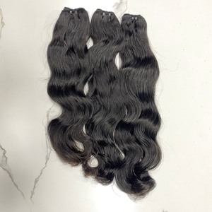 Paquets de cheveux humains vierges non transformés 16 pouces Extensions de tissage de cheveux d'origine vietnamienne de style ondulé naturel pour femmes noires - Product Image 1