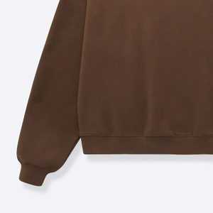 Women Oversized <b>Mock</b> <b>Neck</b> Sweatshirt Solid Brown 100% Cotton Full Sleeve Autumn Casual Wear - Product Image 2