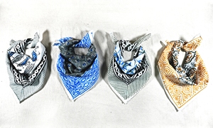 Hand Block Print Cotton <b>Bandana</b> Handmade Floral Square Scarf Soft Lightweight Breathable Summer Wrap - Product Image 4