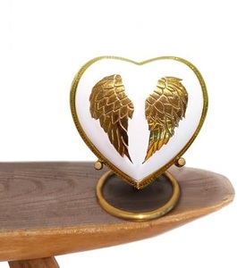 Traditional Brass Heart Shape Funeral <b>Keepsake</b> Urn Memorial <b>Ash</b> Container Crafted With Elegant Matte Texture Finish - Product Image 1