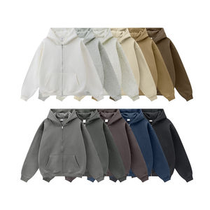 PIHA SPORTS Men's Casual Double Terry Fleece Hoodie Solid Color Warm Windproof Breathable Stylish Zip Pullover Polyester/Cotton - Product Image 4