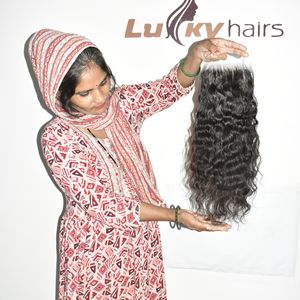 Extensions de cheveux humains indiens de haute qualité, bouclés, avec closure HD, prix de gros, cuticules alignées, vierges, bruts, non traités, noirs - Product Image 1