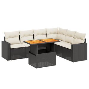 Ensemble de canapés de jardin en rotin PE noir avec accoudoirs réglables, ensembles de jardin standard - Product Image 2