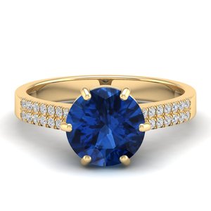 REYES Handmade 14K Solid Gold Round Brilliant Cut 2.75Ct Blue <b>Sapphire</b> Gemstone <b>Ring</b> Minimalist VVS Clarity Moissanite Jewelry - Product Image 1