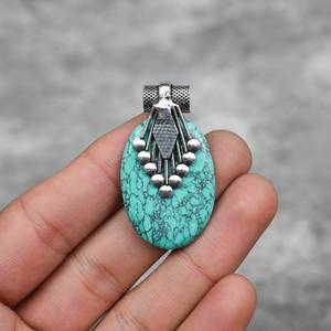Turquoise Pendant 925 Sterling Silver Gemstone Pendant Handmade Jewelry Boho Style Necklace <b>Gift</b> <b>For</b> <b>Her</b> - Product Image 4
