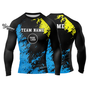 Rashguard de compression personnalisable en tissu extensible, vente en gros, Rashguard BJJ en Spandex avec impression personnalisée - Product Image 5
