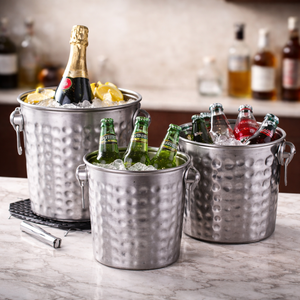 Juego de Cubiteras de Acero Inoxidable Martillado de Primera Calidad, Diseño Sostenible, Capacidad de 5L, Diseño Tradicional para Bebidas Elegantes en Fiestas - Product Image 1