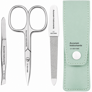 Kit de soin des ongles pour bébé de haute qualité, 3 pièces, en acier inoxydable, ensemble de manucure et pédicure pour bébé avec étui à ciseaux - Product Image 1