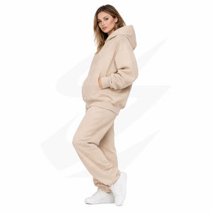 Sweat à capuche oversize pour femme en molleton de coton épais 440 g/m², couleur unie, coupe ample, avec logo en silicone 3D imprimé en relief personnalisé - Product Image 2