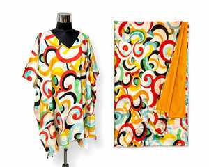 Caftán de Algodón a Rayas para Playa, Ecológico, Cuello en V, Transpirable, Asimétrico, con Pareo de Toalla de Playa - Product Image 1