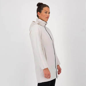 Women's Long Hooded Waterproof <b>Jacket</b> Full Sleeve Polyester Wadding Winter Coat Minimalist Style Solid Color Zipper Closure - Product Image 3