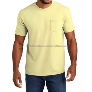 Camisetas Lisas Transpirables para Hombre, Fabricante de Camisetas de Algodón y Poliéster, Camisetas de Cuello Redondo para Hombre al por Mayor, Color Amarillo - Product Image 2