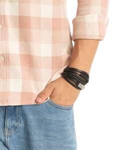 Chemise en coton à carreaux rose pêche et blanc pour homme, manches longues, boutonnée, décontractée, coupe ajustée, fabrication OEM, qualité supérieure - Product Image 6