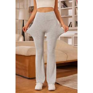 2025 femmes doux extensible taille haute Flare Yoga pantalon poches confortable entraînement athlétique pyjama bas pantalons de sport - Product Image 3