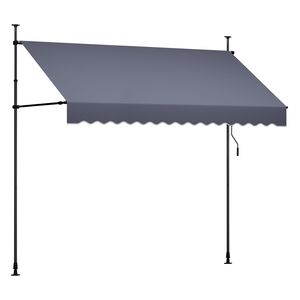 Auvent de terrasse rétractable manuel, hauteur réglable 118 pouces, abri pare-soleil pour porte et fenêtre extérieures, projection maximale 5 m - Product Image 1