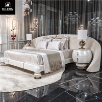 Nouveau style de lit moderne avec tête de lit large, meubles de chambre à coucher design, ensemble de chambre à coucher, lit super king size rembourré en tissu de luxe