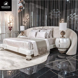 Villa Modern New Style Breites Kopfteil Bett Design Bett Zimmer möbel Schlafzimmer Set Luxus Gepolstert aus Stoff Super King Size Bett - Product Image 4
