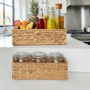 ISLA Paquete de 2 Cestas Rectangulares de Jacinto Tejidas a Mano, Contenedores de Almacenamiento de Mimbre para Cocina, Despensa, Baño, Inodoro, Venta al por Mayor - Product Image 3