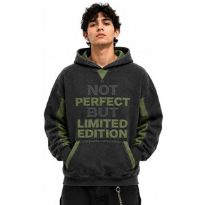 Sudadera con Capucha para Hombre, Edición Limitada, Diseño con Letras en Relieve, Corte Holgado, Estilo Casual Otoñal, No es Perfecta, Pero Es Única - Product Image 3