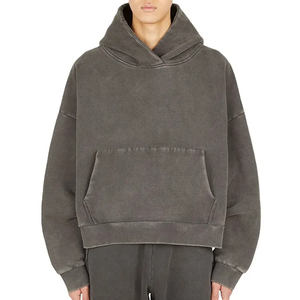 Sweat à capuche oversize personnalisé, effet vieilli et usé, délavé au soleil, imperméable pour l'hiver, 100% coton français épais, délavé à l'acide - Product Image 1