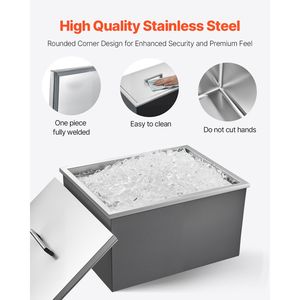 Contenitore Refrigerante Commerciale in Acciaio Inossidabile da 45,3 Litri (22"L x 17"W x 12"H) da Incasso per Esterni con Coperchio per Presentazioni - Product Image 4