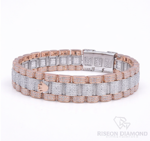 Premium crown link <b>bracelet</b> micro pave diamonds 18K design secure box clasp everyday luxury wear high end fashion jewelry piece - Product Image 1
