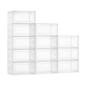 Scatole Impilabili in Plastica Trasparente XXL per Scarpe, Confezione da 12, con Porta Magnetica, Leggere, Adatte per Taglia US 13 - Product Image 6