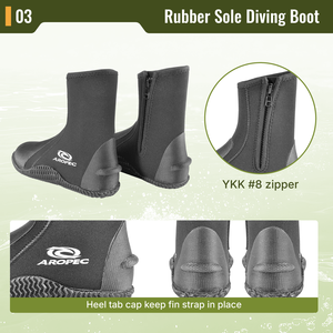 Aropec Manufacturer's Long Cut Waterproof Neoprene Dive Booties Wear-Resistant Wetsuit for Divers Export OEM/ODM service - Product Image 4
