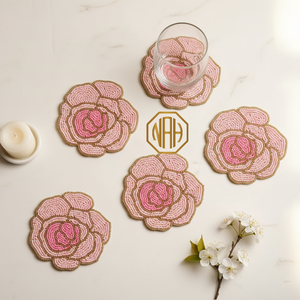 2026 Premium <b>Beaded</b> <b>Coaster</b> Flower Shape Elegant Design 10mm Thick Table Decor Sustainable Drink Pad Dining Wedding Events - Product Image 1