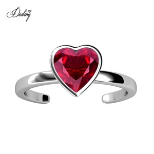 Anello di Design colorato a forma di cuore dasini impreziosito da cristalli <span class=keywords><strong>Swarovski</strong></span> <span class=keywords><strong>argento</strong></span> Sterling 925 Liebe anello per regalo - Product Image 1