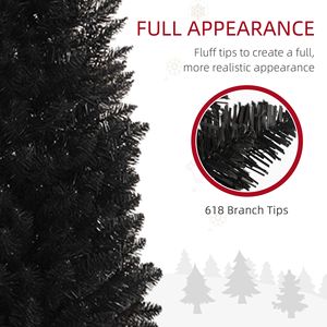 Albero di Natale Sottile con 618 Punte Realistiche, Albero di Natale Artificiale a Matita con Supporto in Plastica, Decorazioni Natalizie Nere - Product Image 3